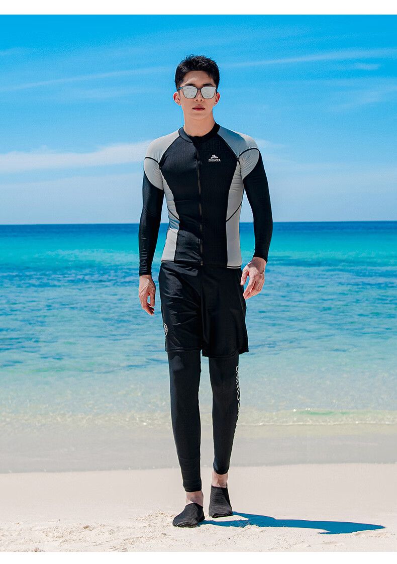 Yifu Quick-Dry Sun Protection Wetsuit for Men, Two-Piece Long Sleeve And Pants Set, Snorkeling Suit, Couple's Swimwear, Women's Surfing Suit 12