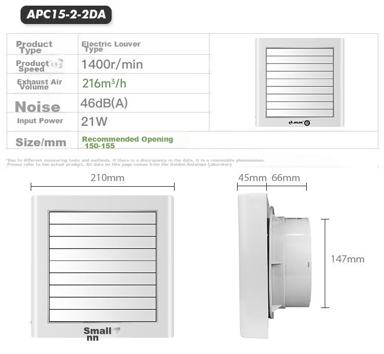 JINLING Window Exhaust Fan, Bathroom Ventilation Fan, Kitchen Exhaust Fan, Electric Louver Window-Style APC15-2 3