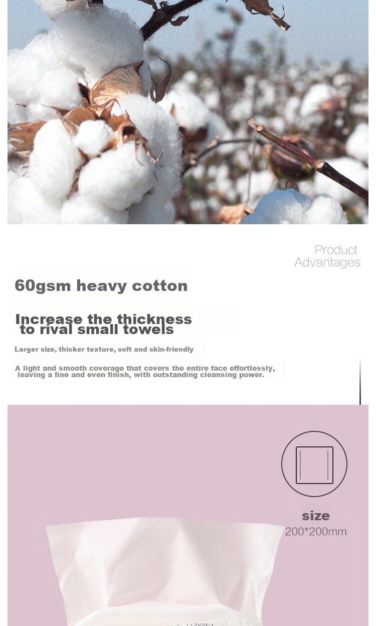 One's Member, 100% Xinjiang Cotton Pure Cotton Face Towels, 80 Sheets * 6 Packs, 60g, Thickened Cotton Soft Towels, Enlarged Size 6
