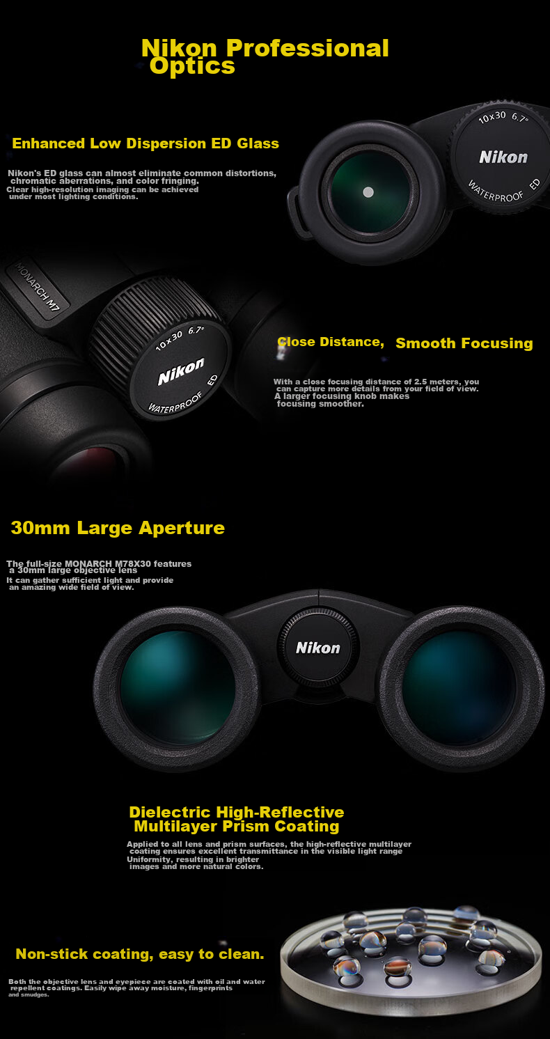 Nikon Binoculars ED Emperor MONARCH M7, 10X30, Outdoor Portable, for Phone Viewing And Concert Sightseeing 2