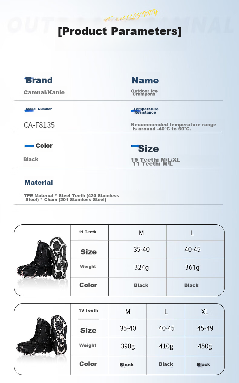 Kanle Ice Claw Non-Slip Shoe Covers, Winter Outdoor Professional Mountaineering Hiking Snow Shoes with Chain Cleats, Simple Anti-Slip Chains 6