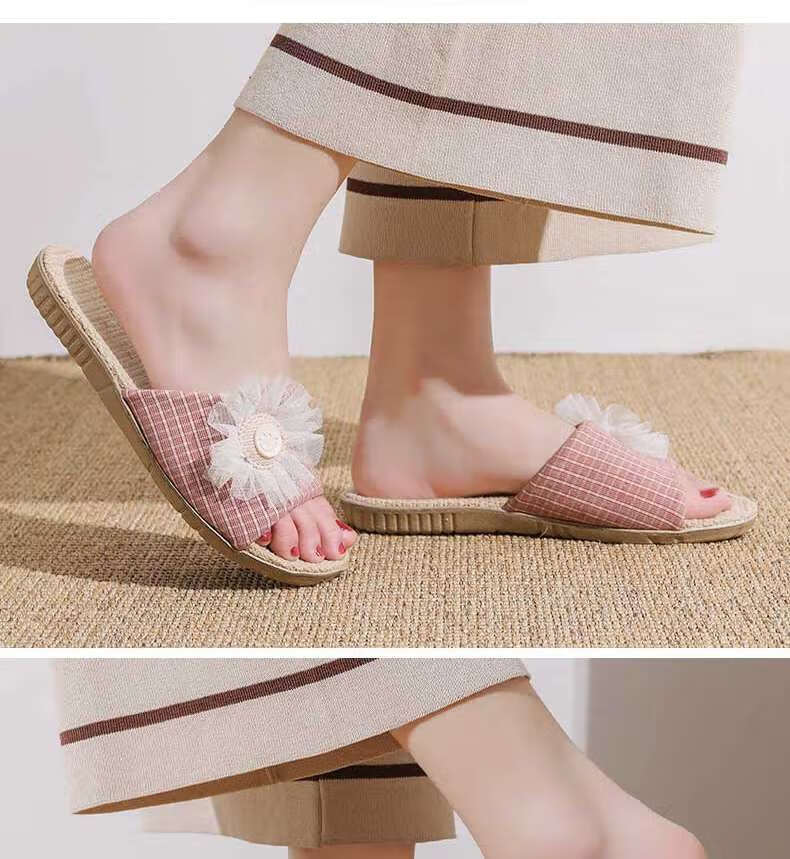 Huili Linen Slippers, All-Season Couple's Indoor/outdoor Floor Slippers, Sweat-Absorbing Cotton And Linen Sandals, HL0153 Blue Size 44-45 14