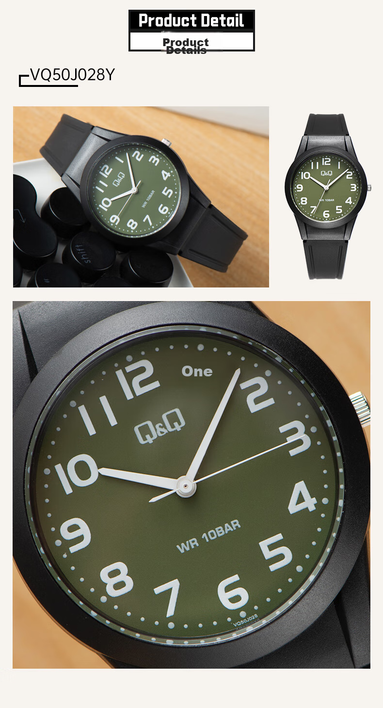 Citizen Watch Brand Q&Q, Green Dial Quartz Rubber Strap Watch M194J002Y 3