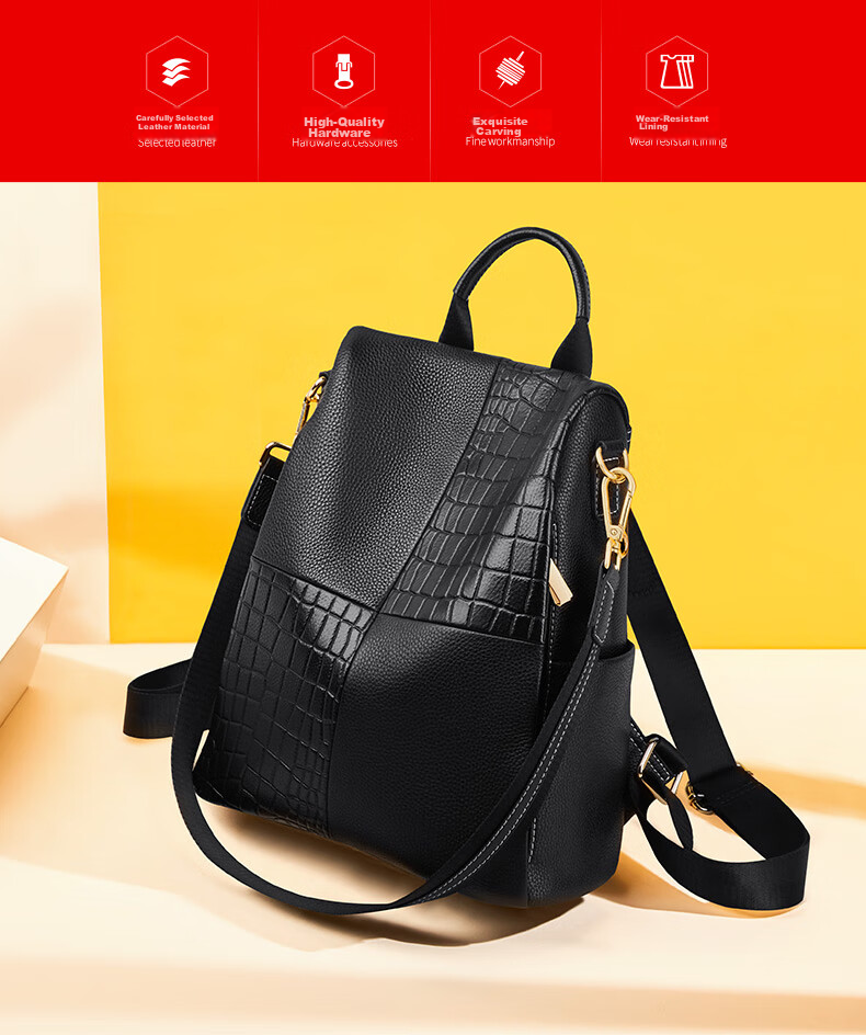 FOXER Leather Women's Backpack, Large Capacity, School Bag, Sports Travel Bag for Women, Valentine's Day Gift 2