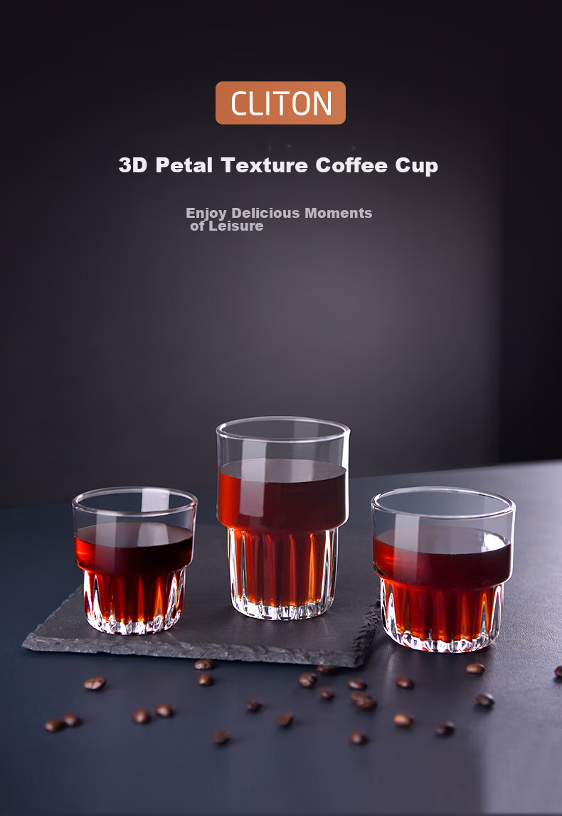 CLITON Glass Coffee Cups, Iced Americano Cups, Latte Cups, Italian Espresso Cups, Finnish Coffee Cups, Set of 2, 200ml Each 1