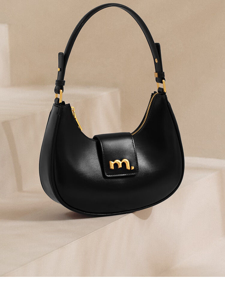 Mood Autumn And Winter Genuine Leather Crescent Bag for Women, Large Capacity Underarm Commuter Shoulder Crossbody Versatile Hobo Bag, Light Luxury Birthday Gift 13