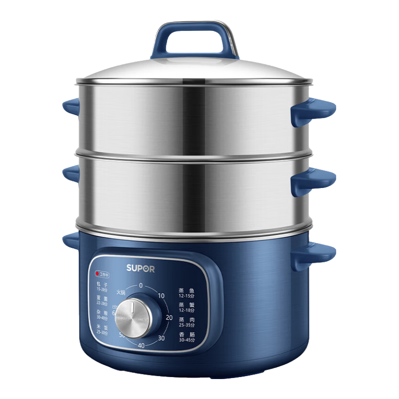 SUPOR Electric Steamer Pot, Multi-Functional Electric Cooker for Home Use, Breakfast Steaming Pot for Corn And Buns, Electric Hot Pot, 13L Large Capacity Stainless Steel Steamer ZN26YK885