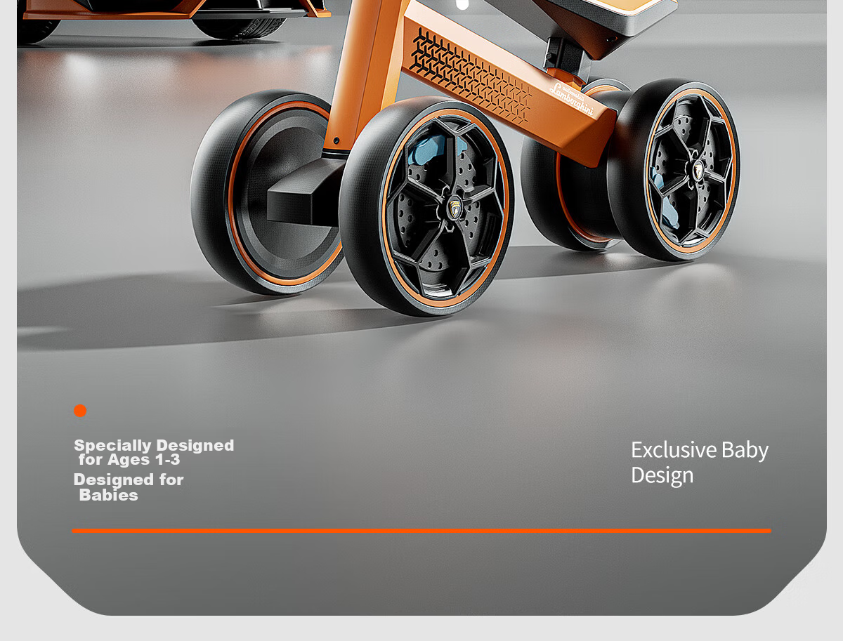 AUTOMOBILI LAMBORGHINI Children's Balance Bike for Ages 1-3, Anti-Rollover, Baby Mid-Autumn Festival National Day Birthday First Birthday Gift Gliding Walker 2