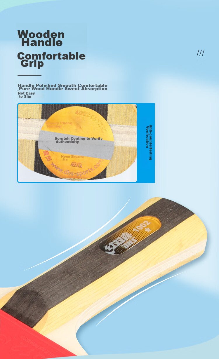 DHS One-Star Penhold Table Tennis Racket H1002 with Ball Bag And Ping Pong Balls 6
