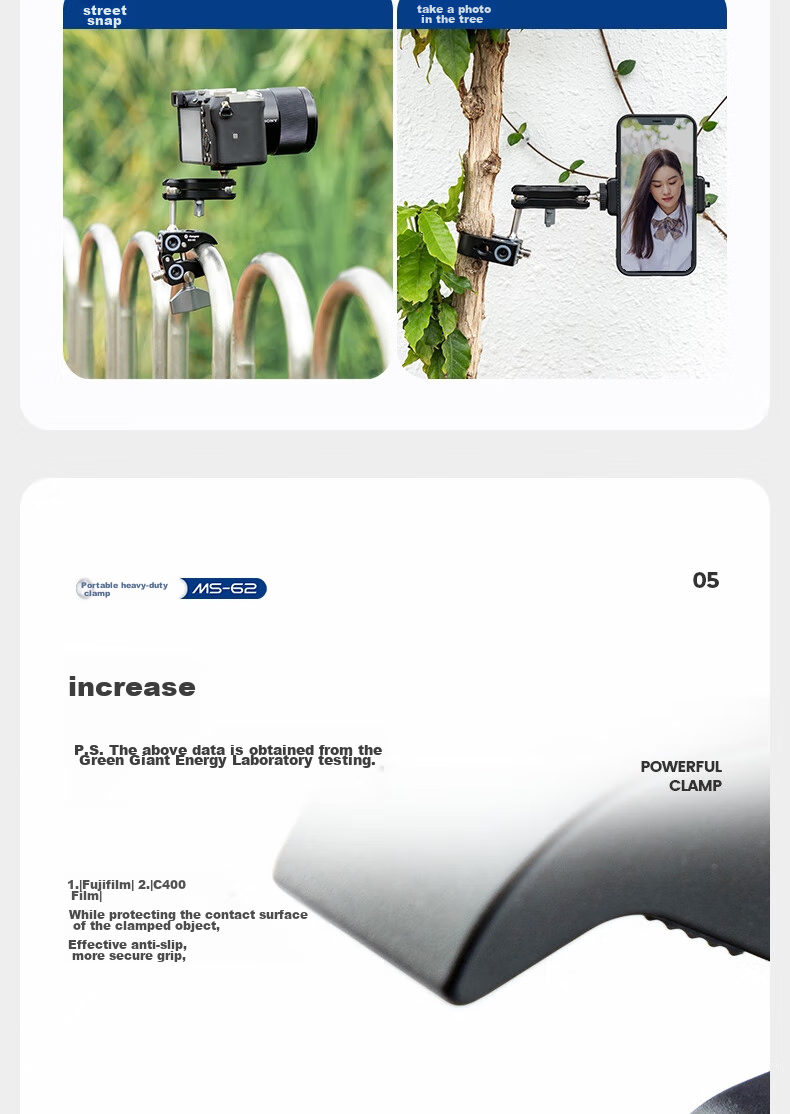Fotopro MS-62 CNC Precision Machined Surface Anodized Multi-Expand Hole Photography Magic Clamp with Strong Grip 9