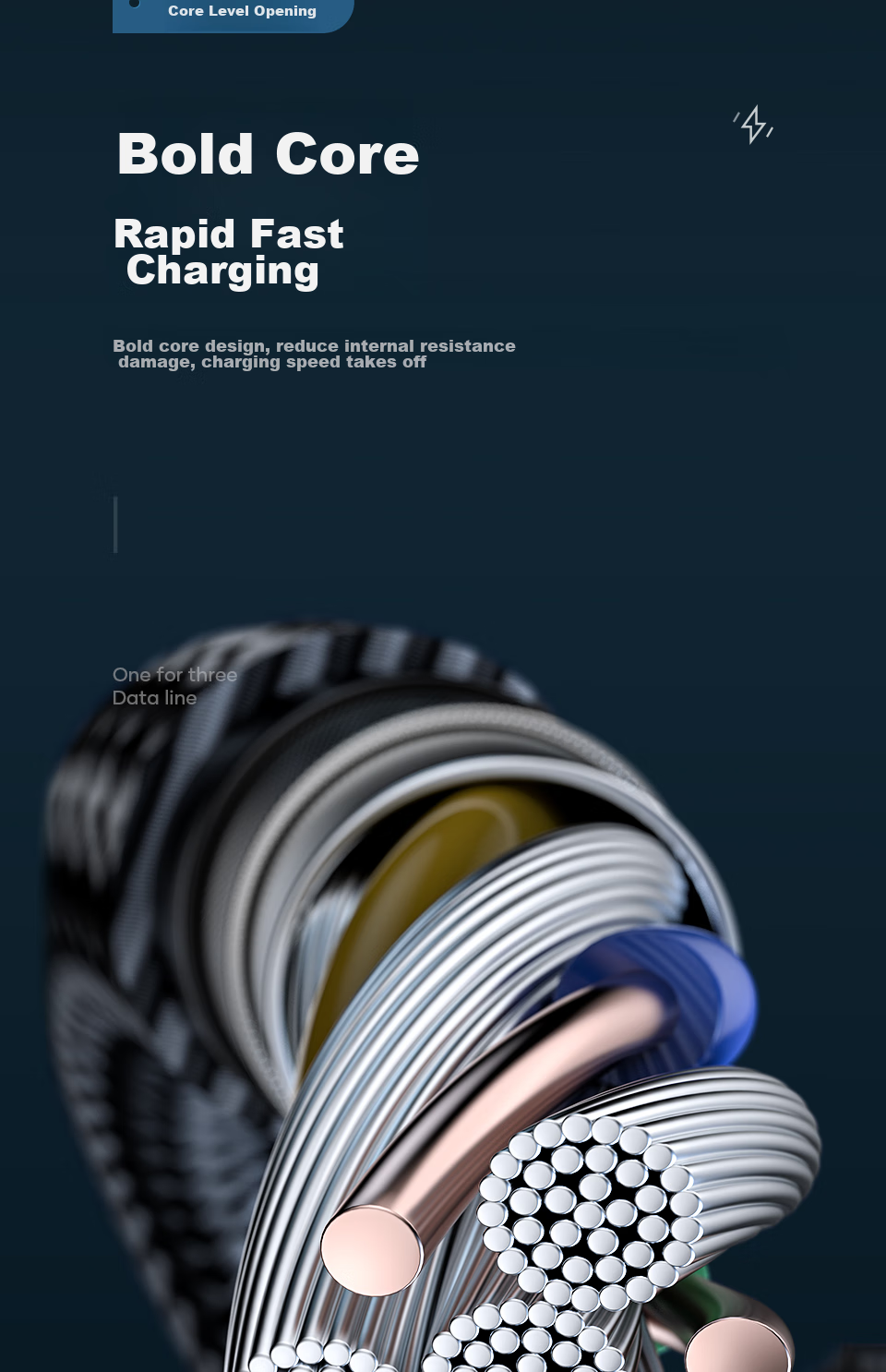LINGCHEN Data Cable Three-In 6A Fast Charging 66W Charger Suitable for Apple IPhone14/13 Type-C Android Phones, Three-In Charging Cable 1.8 Meters LC-439 10