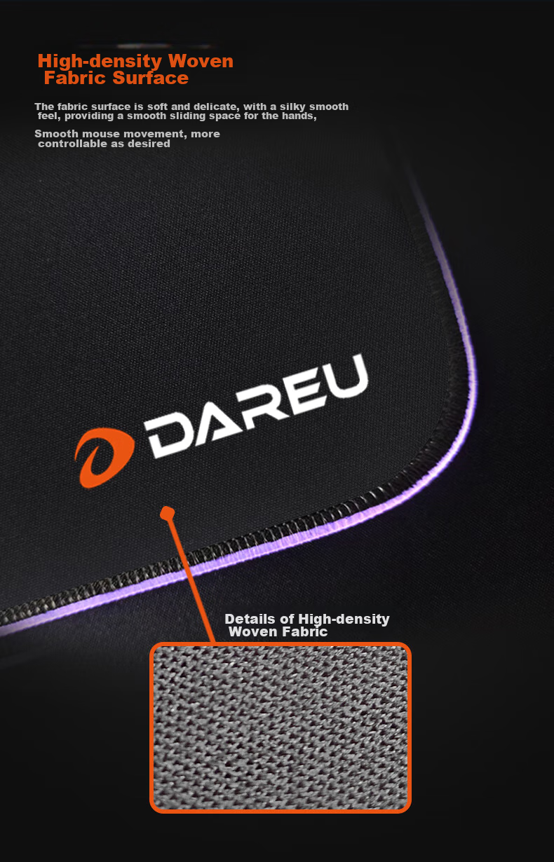 DAREU PE-T83 Professional Gaming Cool RGB Light-Up Mouse Pad Large Size 800*300*3mm USB Interface Thickened Edge-Locked Smooth Computer Desk Pad 2