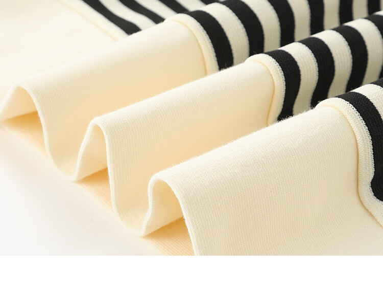 Dme Classic Black And White Color-Block Sweatshirt, Spring And Autumn Simple Design, Collar with Small V-Neck, Stylish Slit Desig 14
