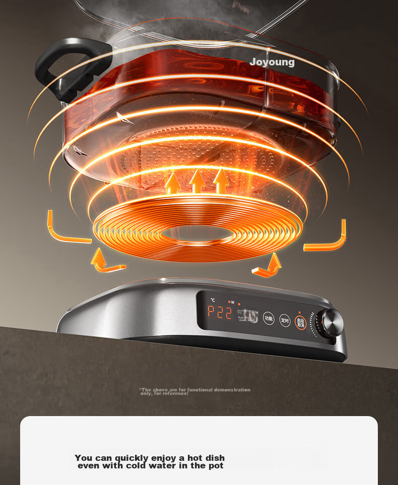 Joyoung Electric Hot Pot, IH Instant Heating, Specialized for Hot Pot, Induction Cooker, Electromagnetic Heating, 2200W, Multifunctional Pot, 6L, Separate Electric Cooking Pot, Dual-Sided Pot, HG60-G855 6