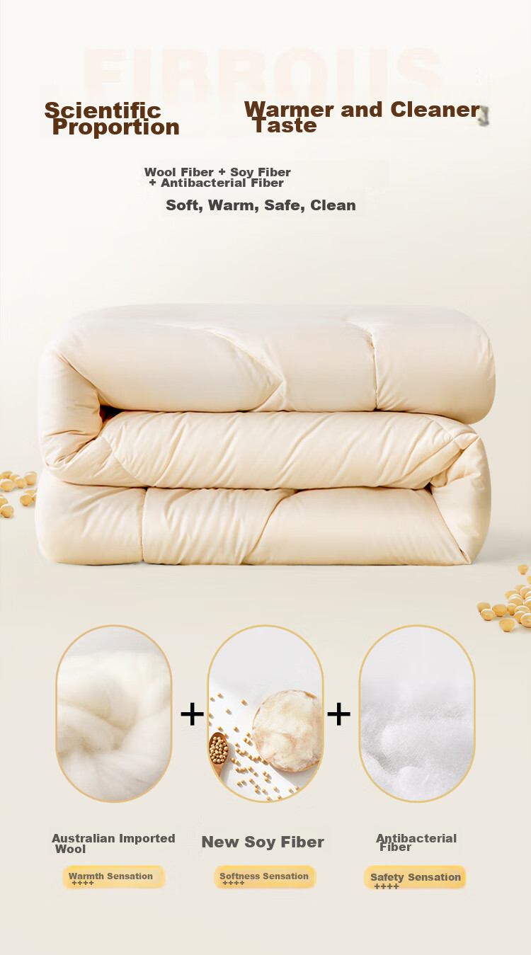 FUANNA 51% Australian Imported Wool Comforter, Antibacterial Thick Winter Duvet Double Size Soybean Quilt Approximately 9 Jin (4.5 Kg) 230*229cm 5