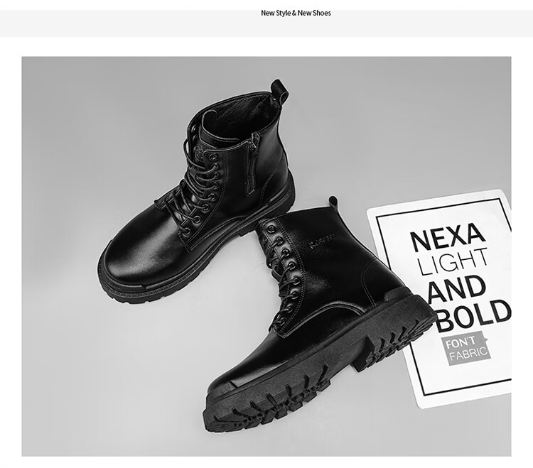 CARTELO Men's Martin Boots, Autumn And Winter 2026 Work Boots, Fashionable Versatile Thick-Soled Leather Boots, High-Top Men's Boots, Combat Boots 12