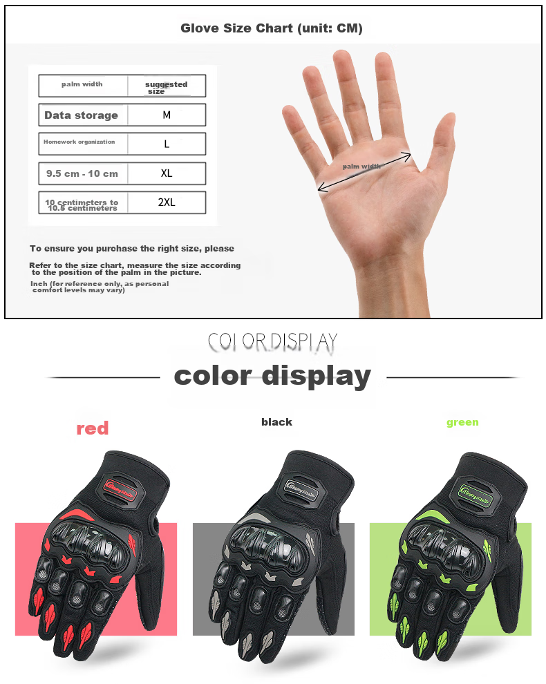 BIKEBROS Motorcycle Riding Gloves, All-Season Anti-Fall Wear-Resistant Racing Gloves with Touchscreen Function, Summer Motorcycle Gear, Black M Size 3