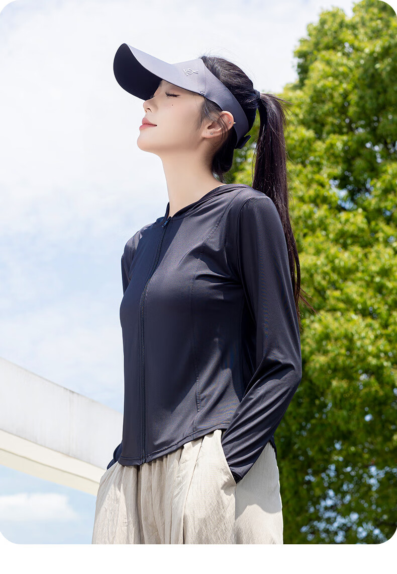 FitonTon Women's Sun Protection Jacket, Summer Outdoor Cycling Short Hooded Slim Sun Protection Shirt, Ice Silk Feel Thin Style, Sunshade, Same As The Style Worn by The Sun Sisters 20