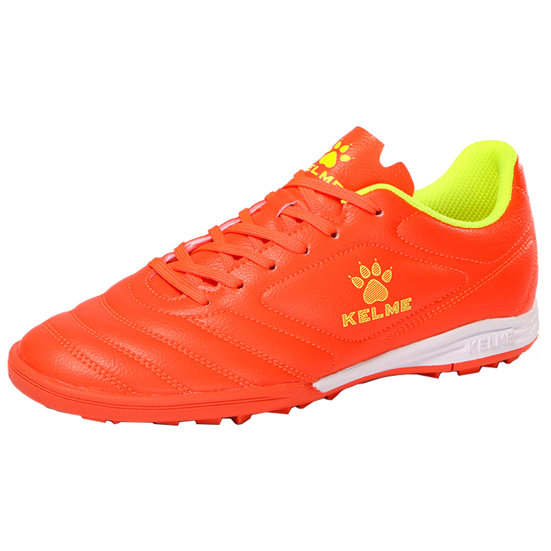 KELME Adult Soccer Shoes for Men, Competition TF Turf Cleats, Breathable Non-Slip Football Boots for Students, Fluorescent Orange, Size 43