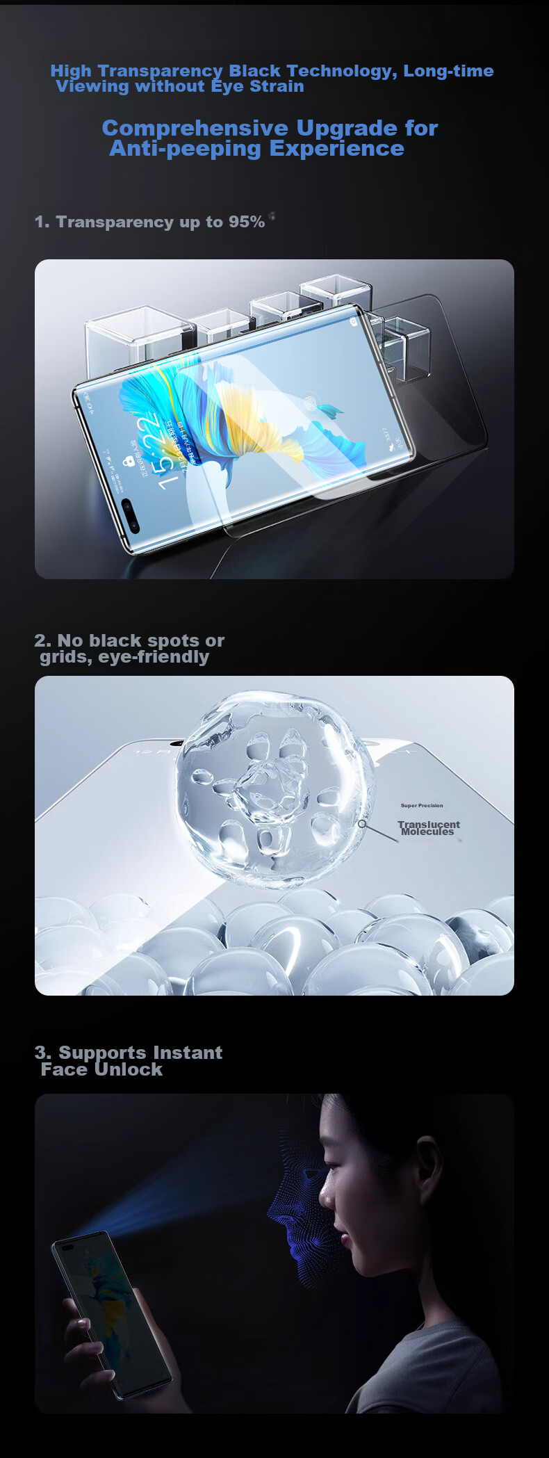 DIVI [28° True Privacy] Privacy Screen Protector for Huawei Mate40, Anti-Peeping Hydrogel Film for Mate40/40E, Full Coverage Non-Tempered Glass Film, Shatterproof Anti-Scratch Protective Film 7