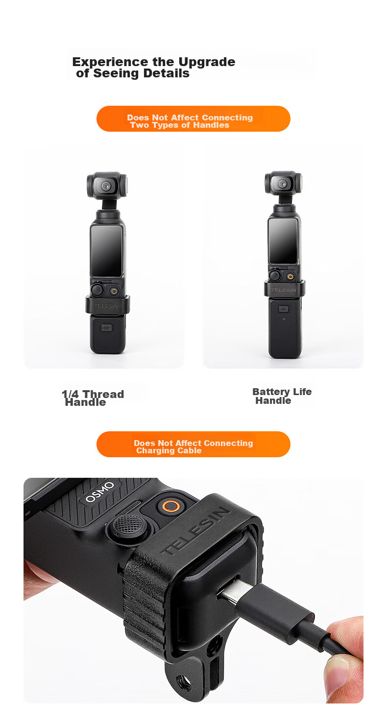 TELESIN Compatible Metal Expansion Adapter for DJI Pocket 4/3, Protective Frame for Action Camera Osmo Pocket 3 4