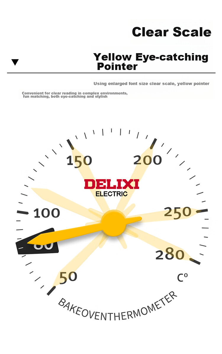 DELIXI ELECTRIC 304 Stainless Steel Oil Thermometer, 20-280°C, for Kitchen Baking And Deep Frying, Quick Temperature Measurement, No Battery Required 11