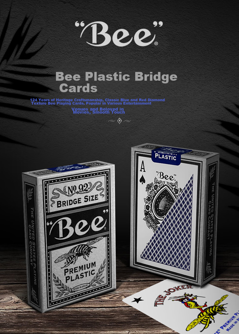 Bee Xiaomifeng Suohua Guandan Dou Dizhu Playing Cards, Plastic Bridge Cards, Narrow Cards, Waterproof And Durable, Imported, Red 1