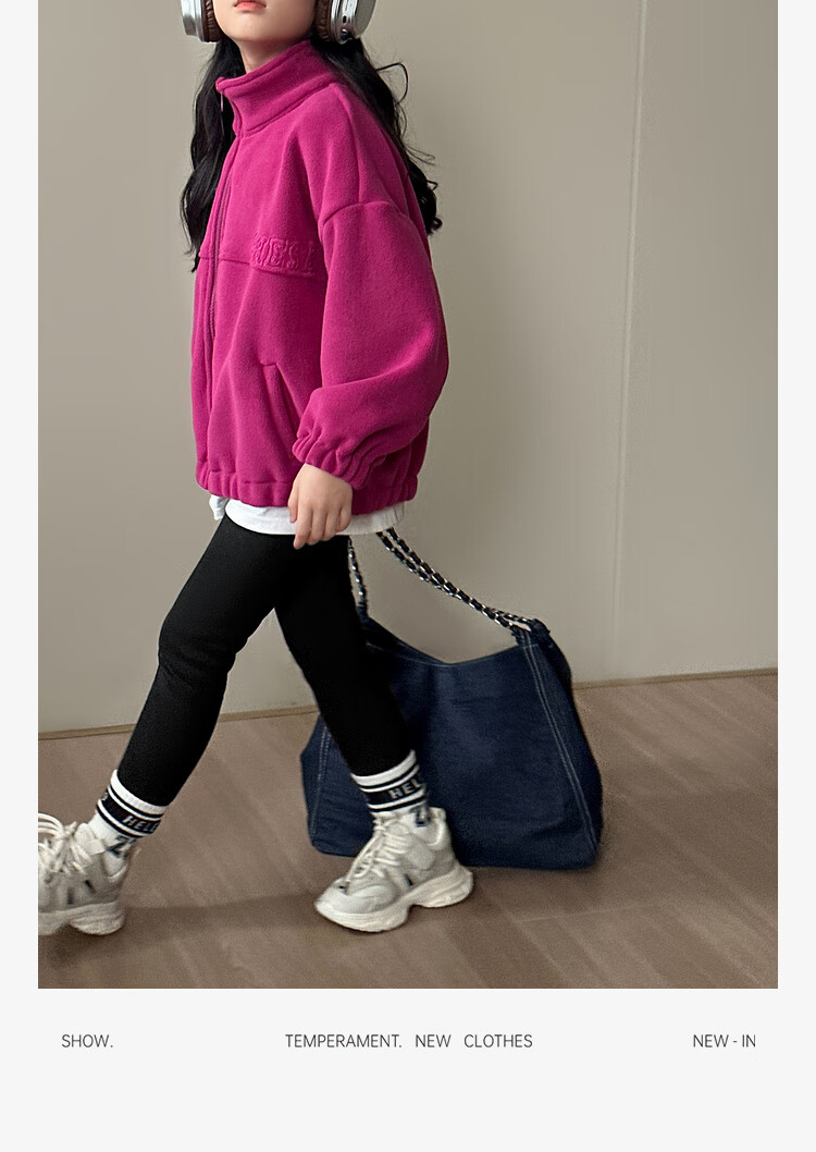 LUSON Chen Da Zhu Girls' Jacket, Autumn And Winter New Style, Double-Sided Fleece, Children's Sports Outerwear, New Year's Outfit 24