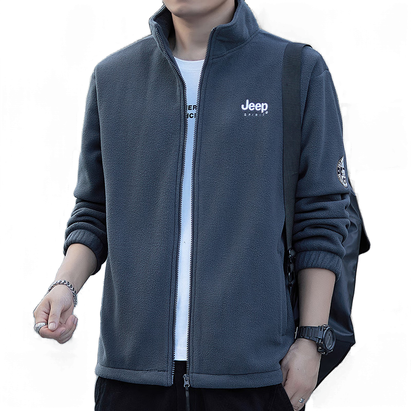 JEEP SPIRIT Men's Jacket, Zip-Up Sweatshirt, Autumn Casual Loose Trendy Fleece Top for Me