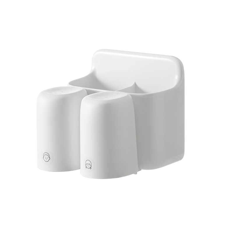 Lanjiaoluo Toothbrush Holder, Bathroom Wall-Mounted Storage Rack without Drilling, Cup And Mug Set, Mouthwash Holder, Two Cups