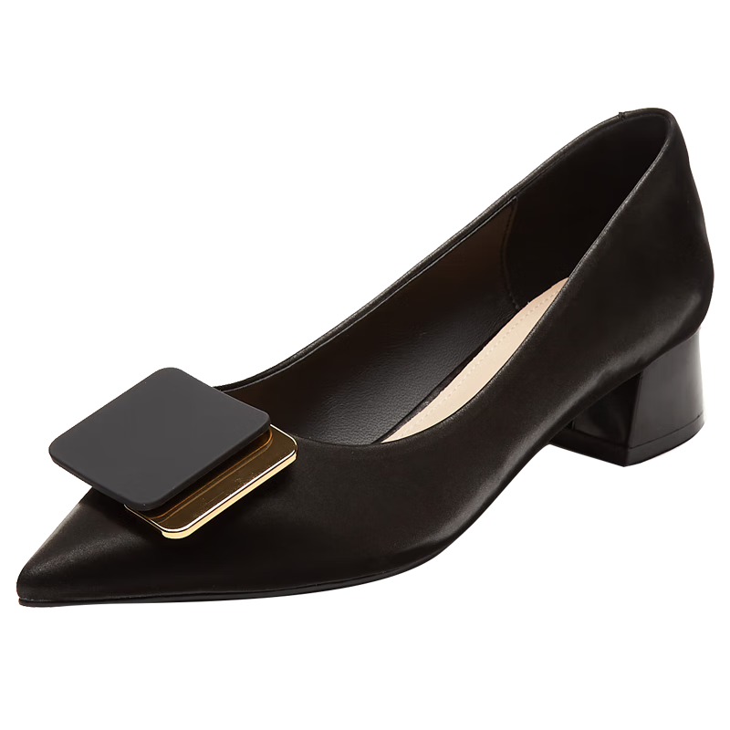 DAPHNE Women's Single Shoes, Comfortable Versatile Pointed Toe Chunky Heel Work Professional Commuter Women's Shoes 4622101131 Black 39