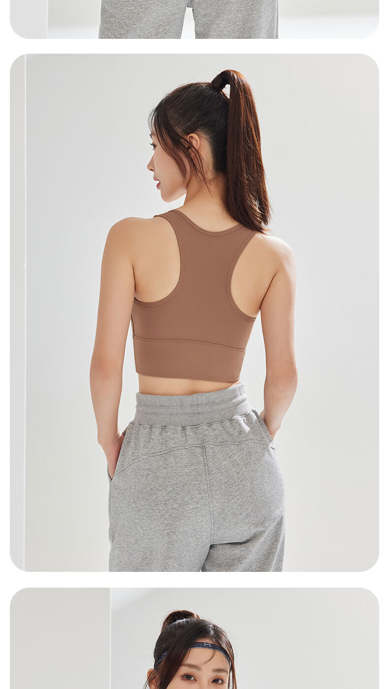 LangSha Yoga Tank Top Sports Bra for Women, Running High-Intensity Shock-Absorbing Fitness Training Pilates, Cocoa Color, Size S 10