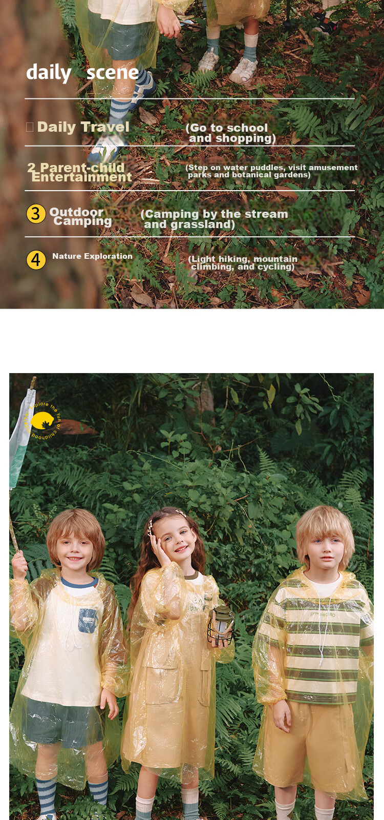 Lemonkid Children's Disposable Raincoat, Portable Waterproof Card, Thickened for School, Travel, Outdoor Hiking, Rain Poncho 7