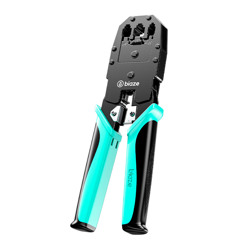 BIAZE Network Cable Crimper, RJ45 Connectors Crimping Pliers, 4P/6P/8P Multi-Function Labor-Saving Wire Stripping And Cutting Pliers, Network Telephone Jack Crimping Tool, Wire Stripper And Connector Tool