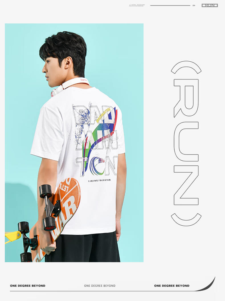 Li-Ning Badminton Shirt for Men, Short-Sleeved T-Shirt, Cultural Shirt, Breathable Sweat-Absorbing Sports Top, Black, M 7