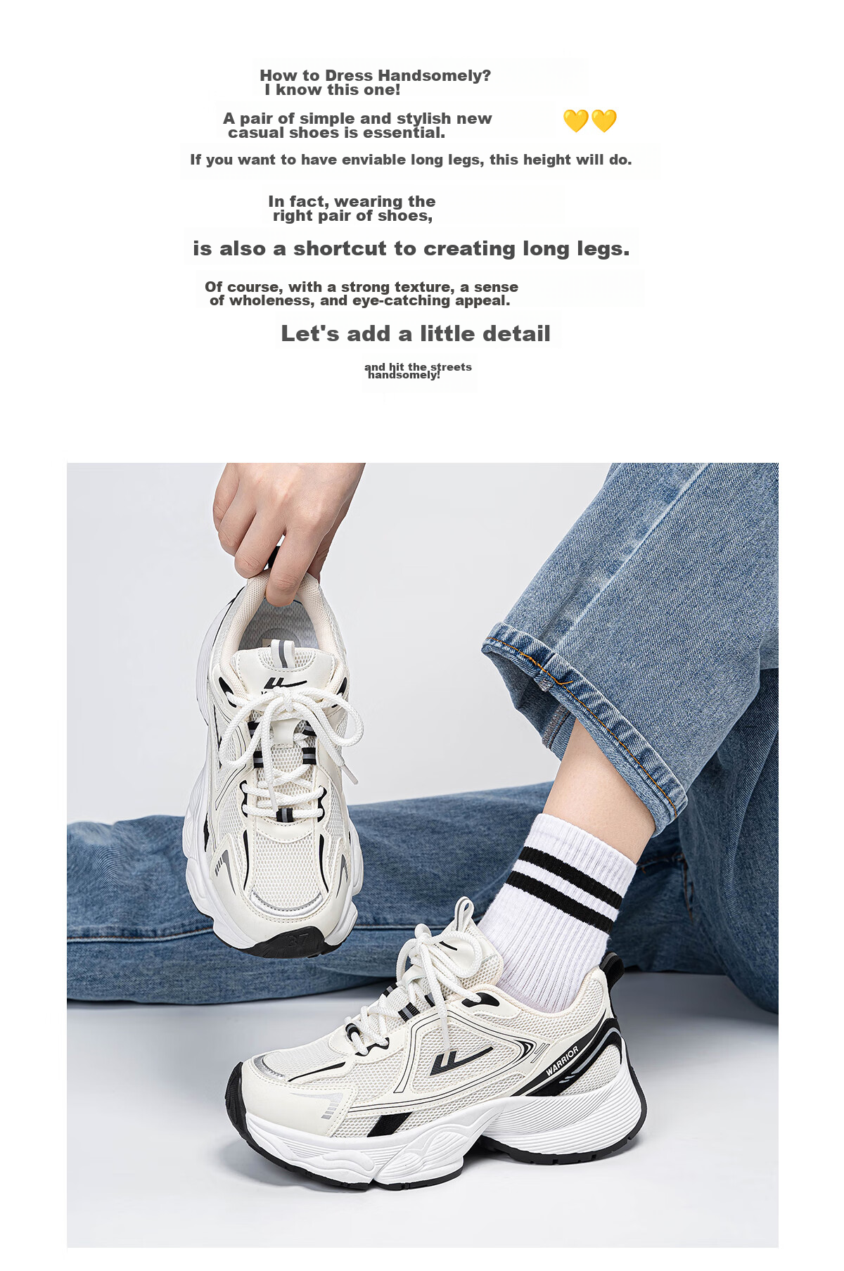 Huili Women's Shoes, Spring Trendy Dad Shoes, Versatile Casual Shoes for Female Students, Thick-Soled Height-Increasing Shoes, 2888 White And Black, Size 40 3