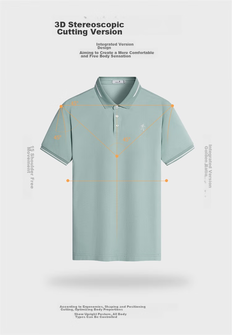 DANCING WOLVES [Cool Ice Mint] Summer Casual Cool Skin-Feel Men's Short-Sleeve POLO Shirt, 001 Black, Size 190 7
