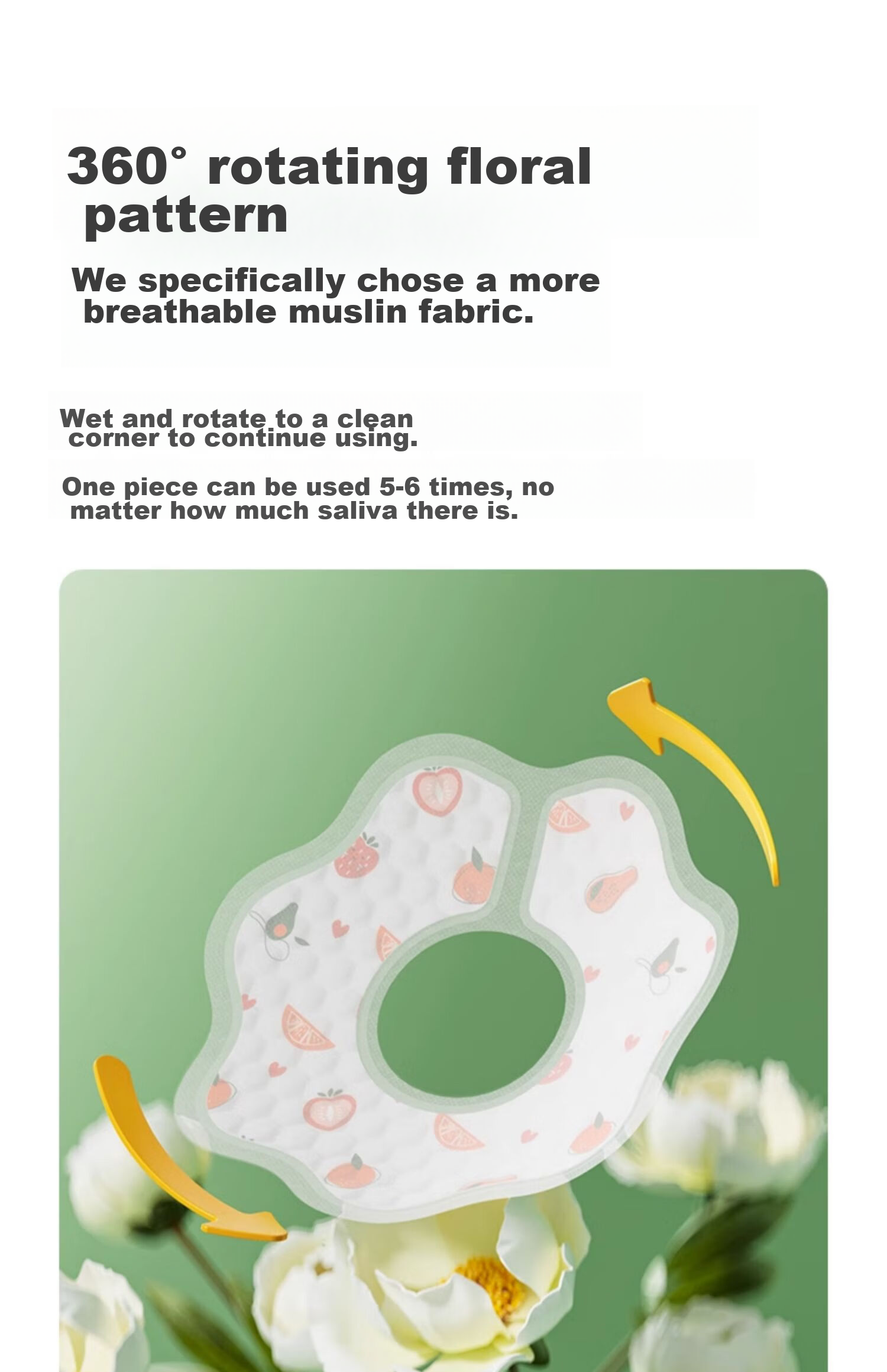 JOYNCLEON Disposable Drool Bibs for Babies, Rotatable Washable Bibs for Newborns, 50 Pieces, Jyp62199 10