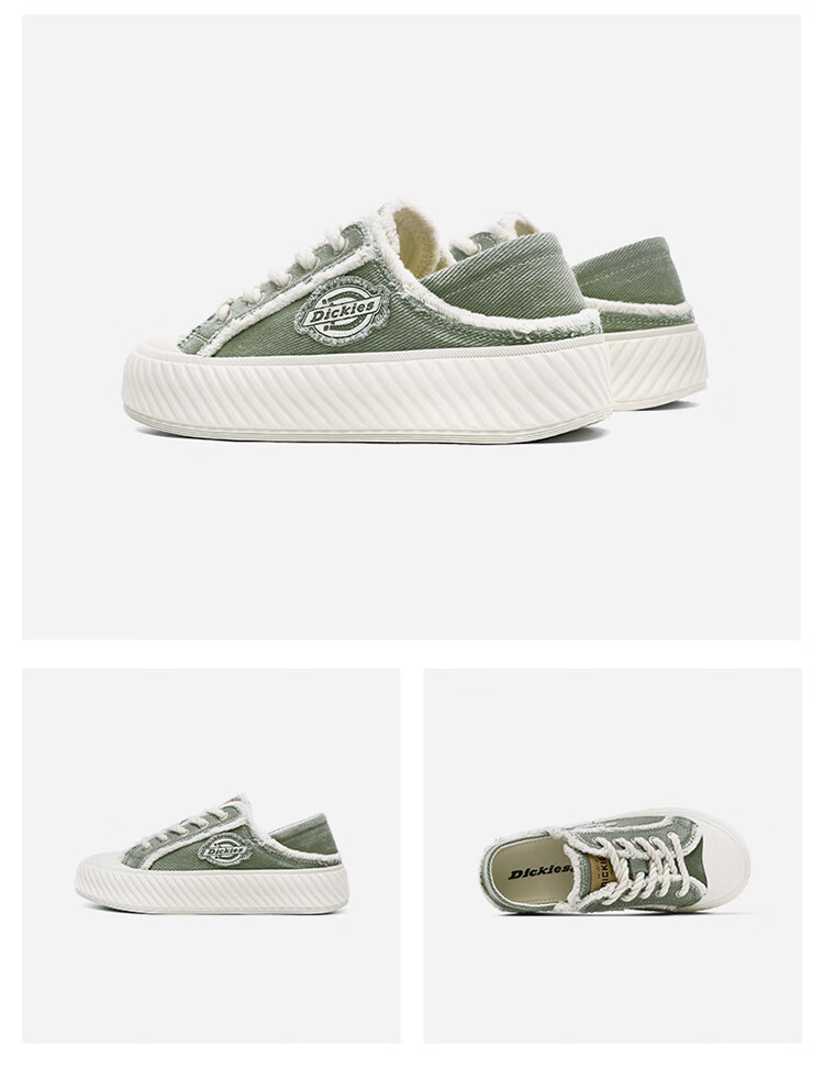 Dickies Women's Canvas Shoes, Trendy Casual Shoes, Low-Top Versatile Flat Shoes, Washed Blue, Size 35 16