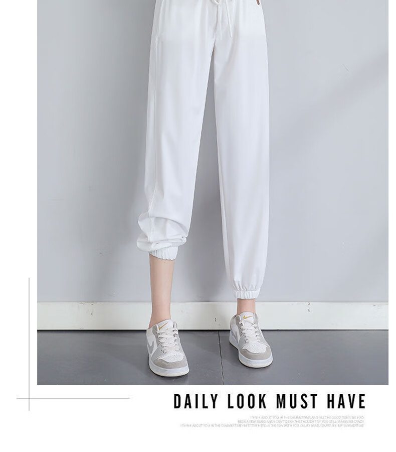 LangSha Ice Silk Sports Pants for Women, Summer Loose-Fit Joggers, Quick-Dry Thin Sun Protection Cool Lantern Pants Casual Trousers for Wome 21