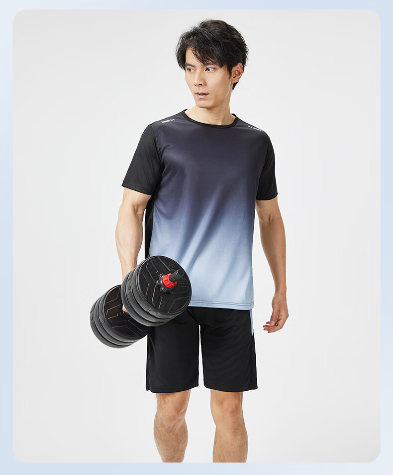 VICTORIATOURIST Sports Set for Men And Women, Indoor Fitness Wear, Quick-Dry Short-Sleeve T-Shirt, Badminton And Basketball Training Shorts, Running Gear 18