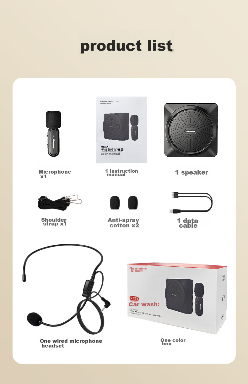 Newmine U-238 Mini Megaphone for Teachers, Wireless Clip-On Teaching Loudspeaker, Tour Guide Explanation Outdoor Portable Megaphone with High Volume Bluetooth Speaker And Dual Microphones 11