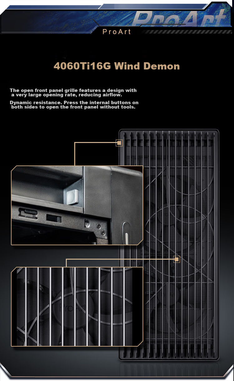 ASUS Chuangmeng 60 PA602 Walnut Art Edition Case, Powerful Cooling, Infrared Dust Detection, Tool-Free Disassembly And Assembly, Power Button Lock, PWM One-Button Setting 4