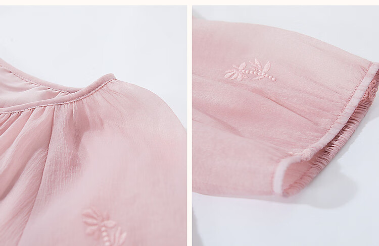 Dme Ice Cream Buttercream Shirt, Summer French Embroidered Blouse, Round Neck Comfortable Concealing Versatile Shirt for Women Top 8