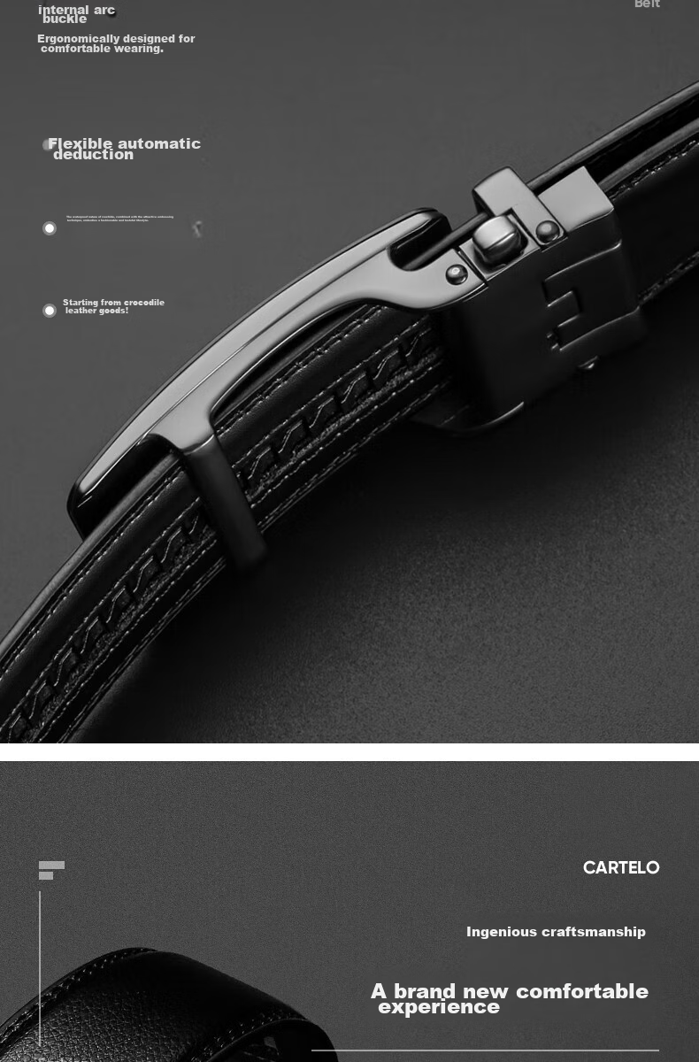 CARTELO Men's Automatic Buckle Belt, Business Casual Style Cowhide Waistband, Gift for Boyfriend, Husband Or Father 7