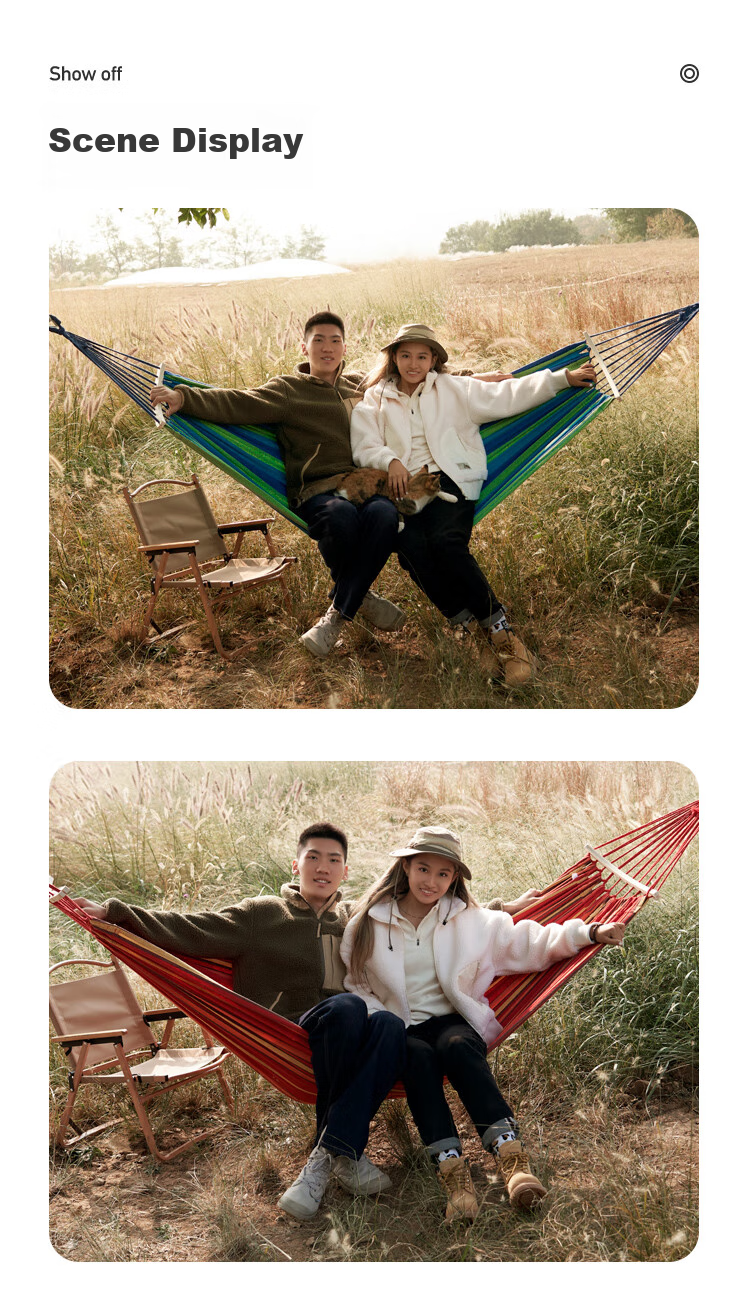 SCALER Outdoor Hammock, Outdoor Swing, Anti-Rollover, Double-Person Canvas Camping Swing Bed 13