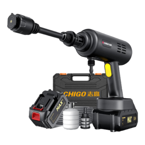 CHIGO Wireless Lithium Battery Car Washer High-Pressure Water Gun Multi-Functional Cleaning Tool for Home And Garden, Dual Battery TikTok-Style Model