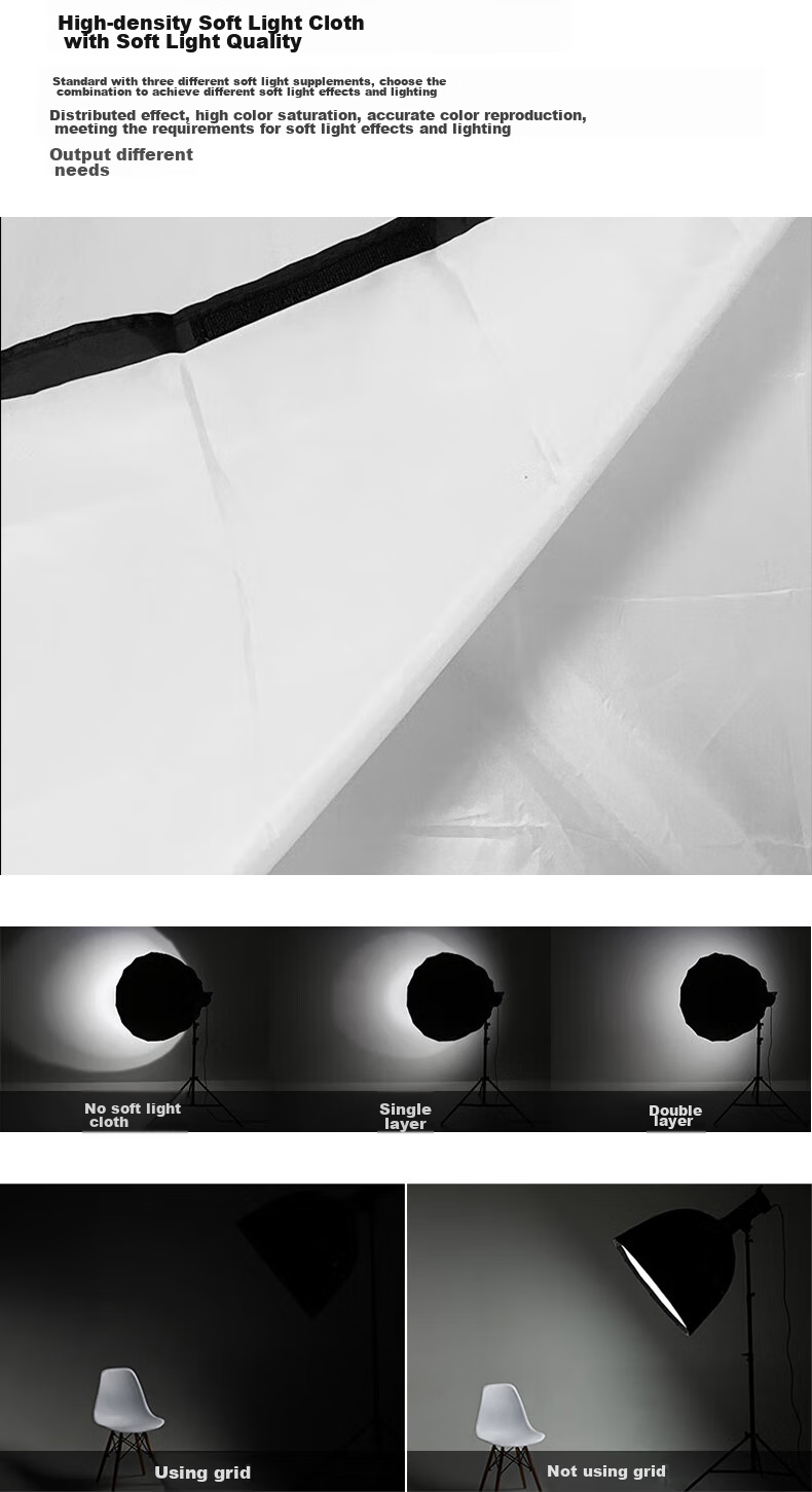LATZZ Deep Throw Softbox, Portable Professional Photography Studio Light, Live Streaming Fill Light Accessory, Deep Parabolic Softbox, 90cm (With Grid) 10