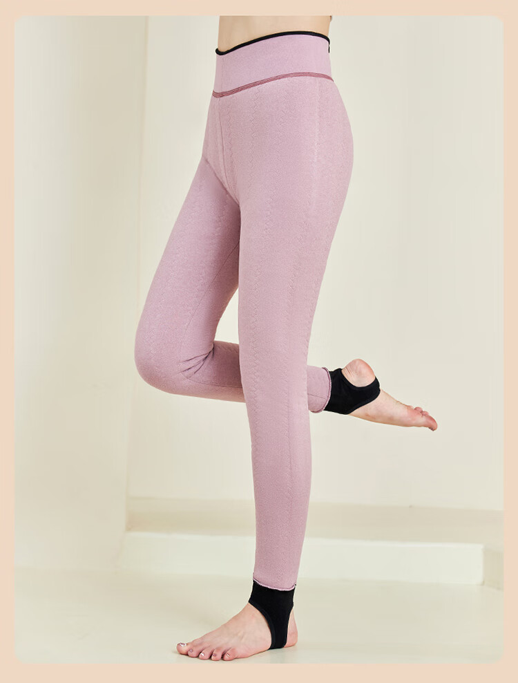LangSha 100% Wool Cotton Pants for Women, Winter Fleece-Lined Thick High-Waist Plus-Size Leggings, Northeastern Style Warm Base Layer Pants 20