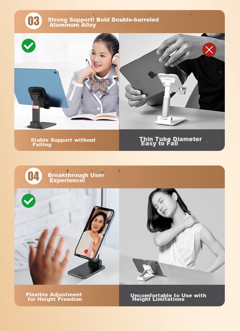 KOVOL Phone Stand, IPad Tablet Holder, Multifunctional Lazy Desktop Stand, Bedside Stand for Live Streaming, Gaming, Reading, Online Classes, Postgraduate Entrance Exam Preparation, Binge-Watching, Compact And Foldable 2